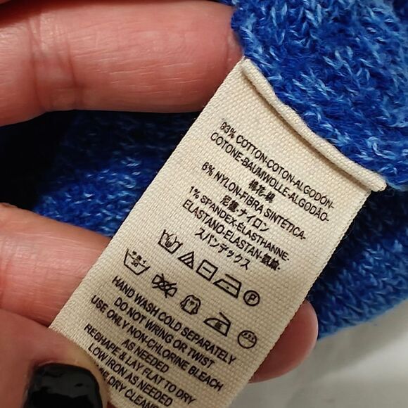 Free People Too Good Chunky Knit Mock Neck Pullover Sweater in Cobalt Blue SZ M - Picture 7 of 8